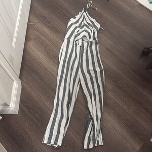 Vici striped halter jumpsuit size small